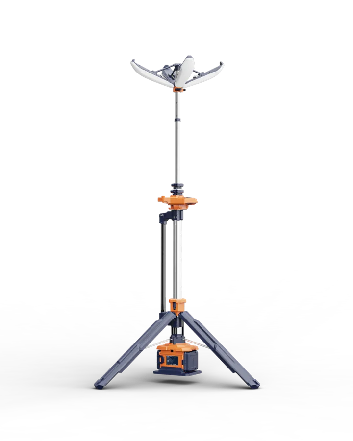 Torre PL-300 desplegada con el cabezal de pétalos abierto