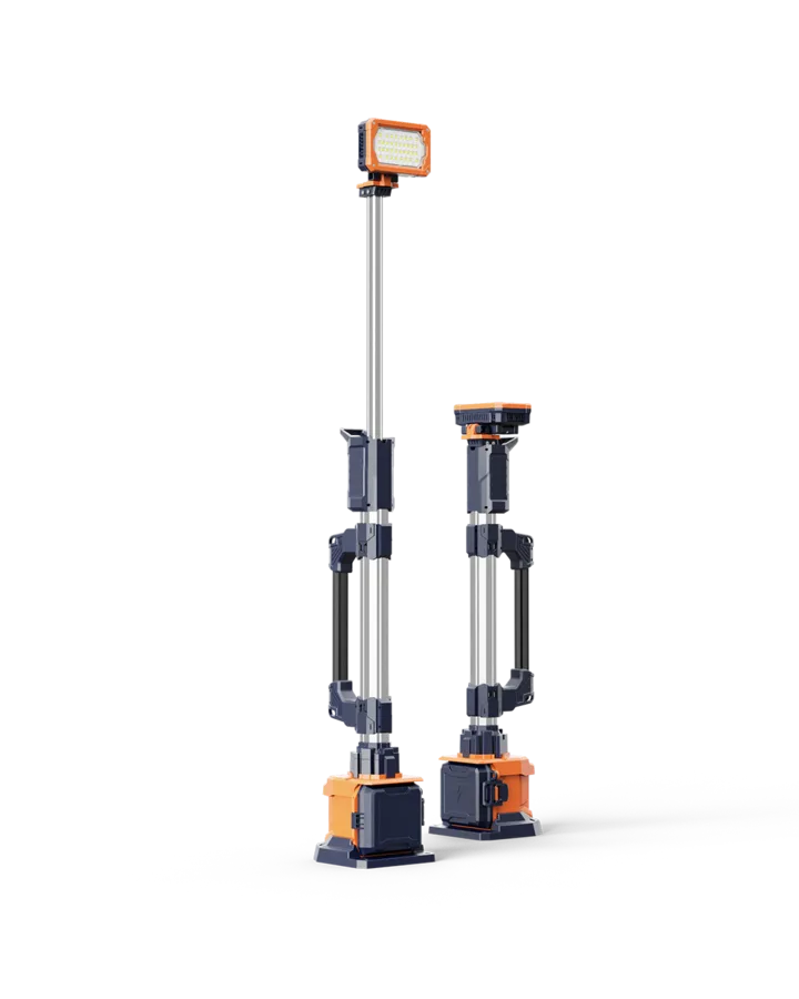 Torre TL-100 desplegada junto a otra plegada